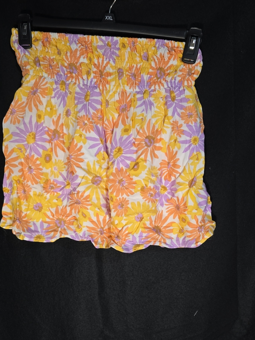 l*space Smocked High-Waist Floral Shorts in Yellow, Orange & Lavender